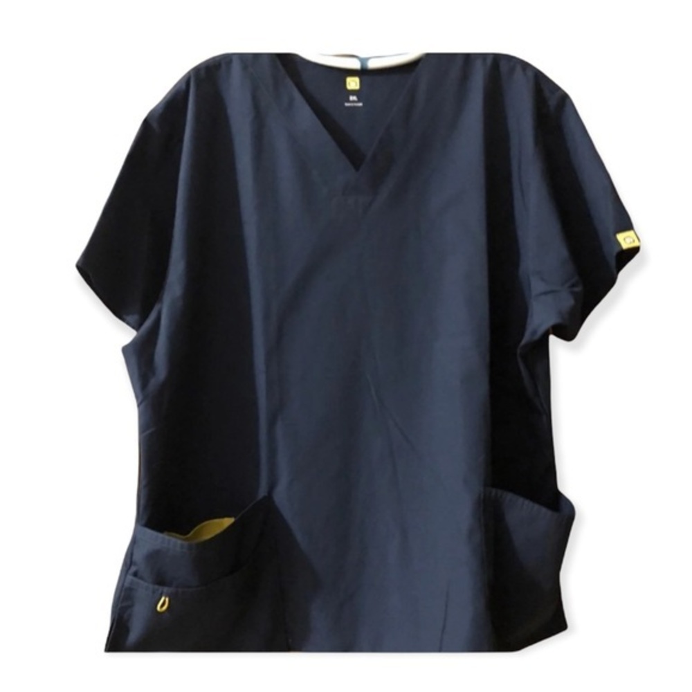 Wonder Wink Scrub Top Women’s Plus Size 2X Blue Pull Over Pockets V Neck